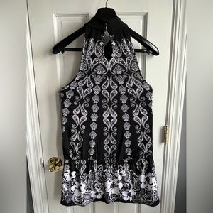 Vintage White House Black Market casual  cross neck mini dress Size XS